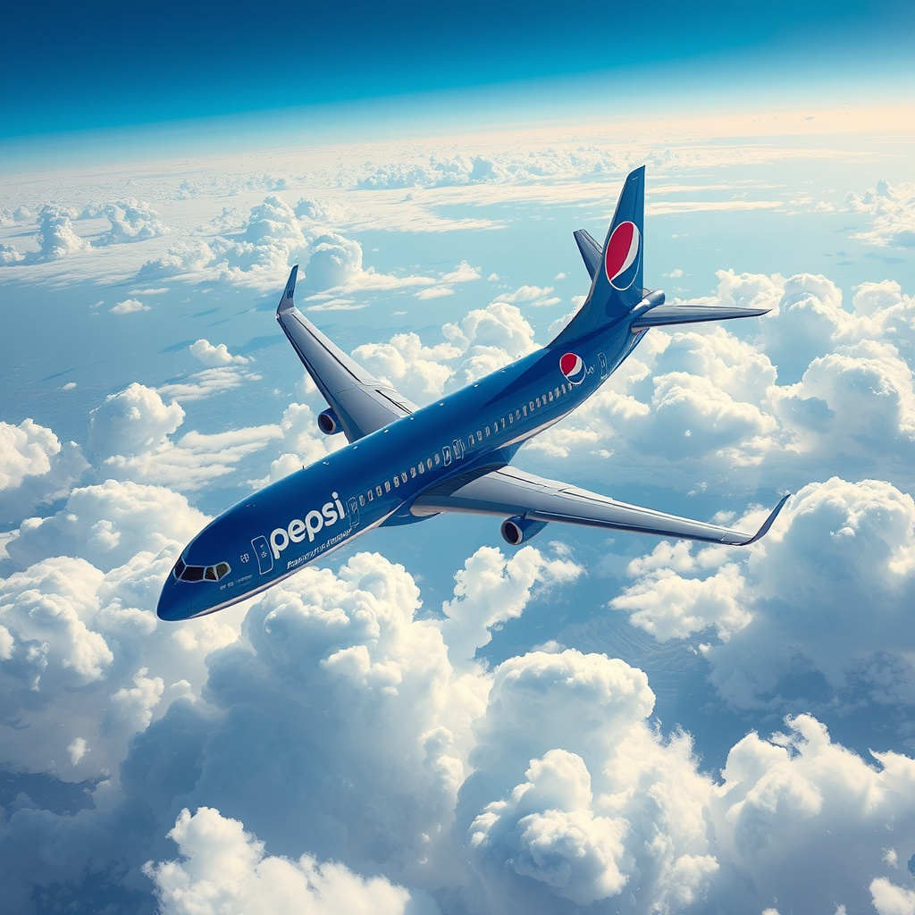 photorealistic sleek passenger jet pepsi blue by Free AI Image Generator & Maker - No login required✨ | AIGAZOU