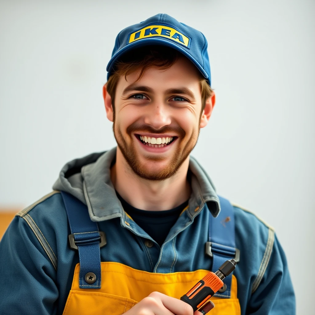 a dirty ikea worker with cap by Free AI Image Generator & Maker - No login required✨ | AIGAZOU