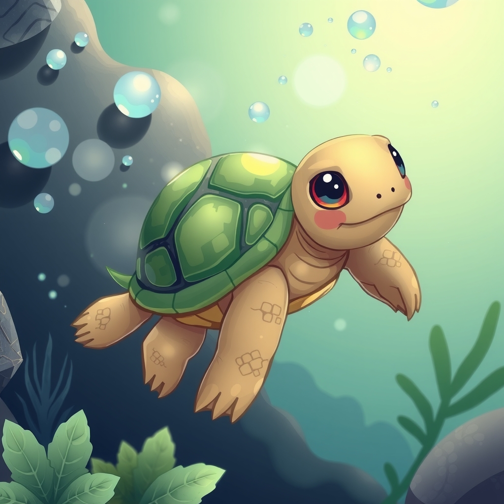 cute turtle by मुफ्त एआई छवि जनरेटर - बिना लॉगिन के✨ | AIGAZOU