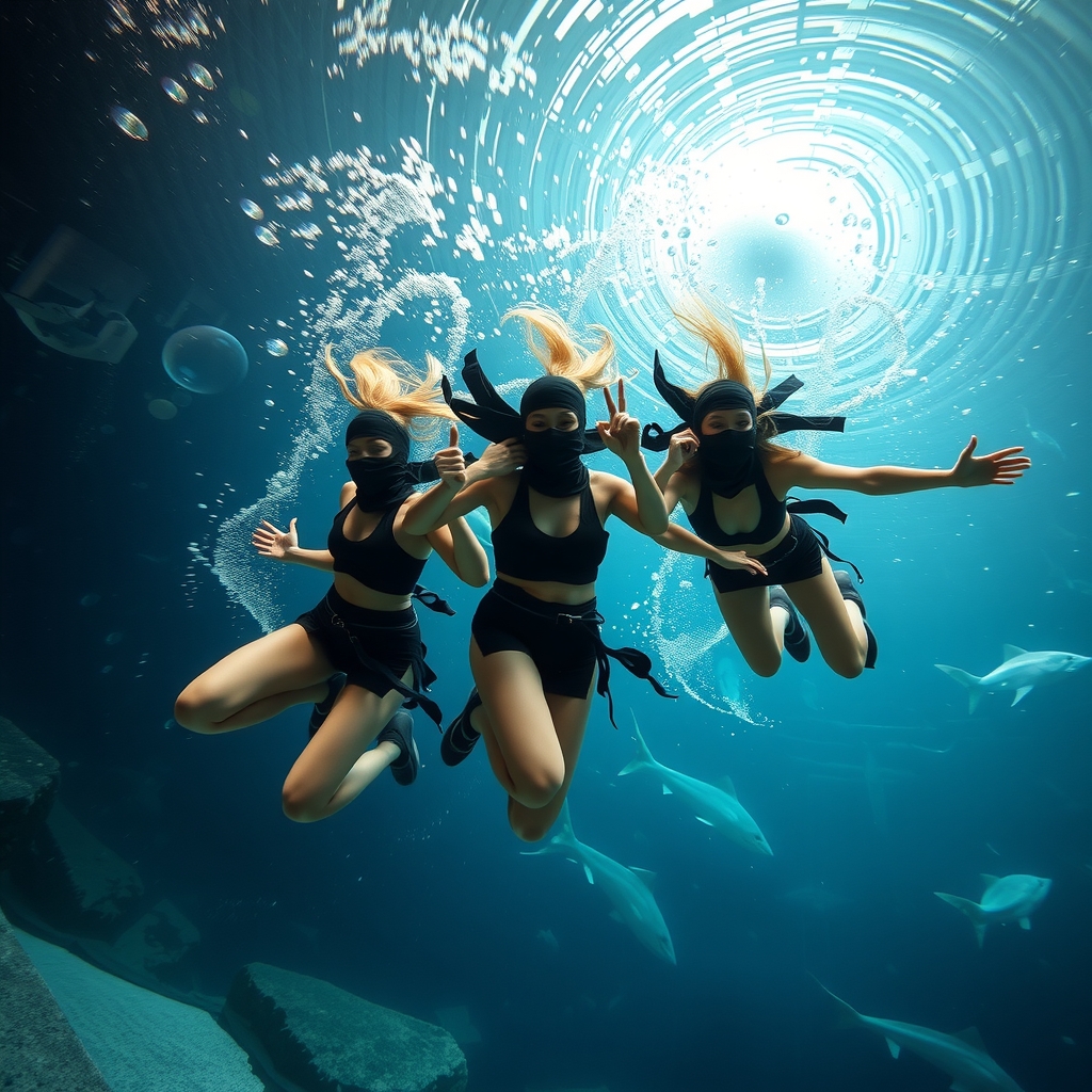 aquarium large tank swift swimming teenage ninja girls high definition background by Générateur d'images par IA gratuit - Aucune connexion nécessaire✨ | AIGAZOU