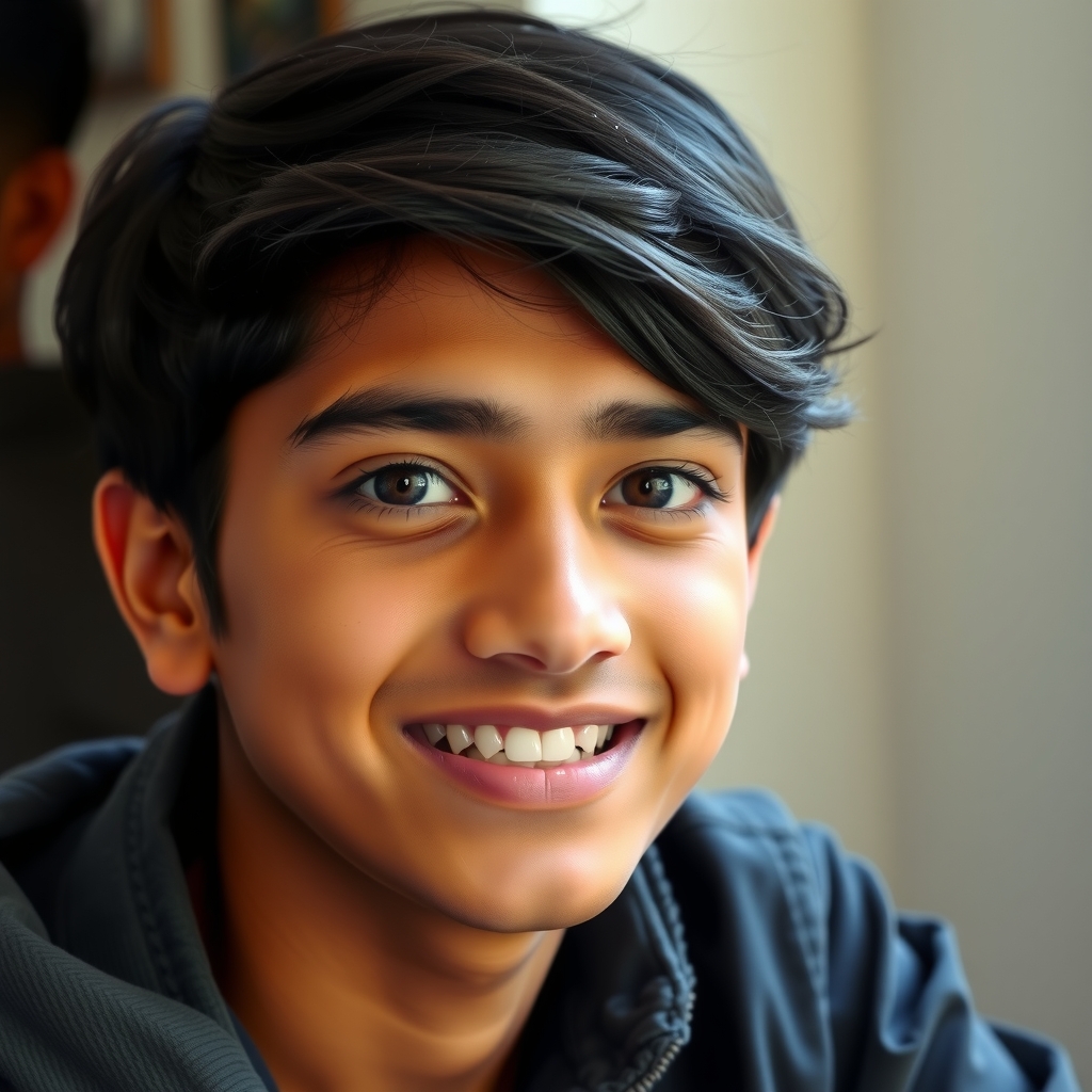 create a 17 year old afghan boy with black hair dark skin missing front teeth slender asian eyes high cheekbones by मुफ्त एआई छवि जनरेटर - बिना लॉगिन के✨ | AIGAZOU