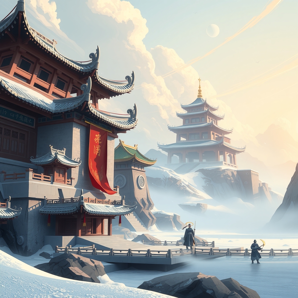 a distant snow covered north sea palace in the martial arts world by मुफ्त एआई छवि जनरेटर - बिना लॉगिन के✨ | AIGAZOU