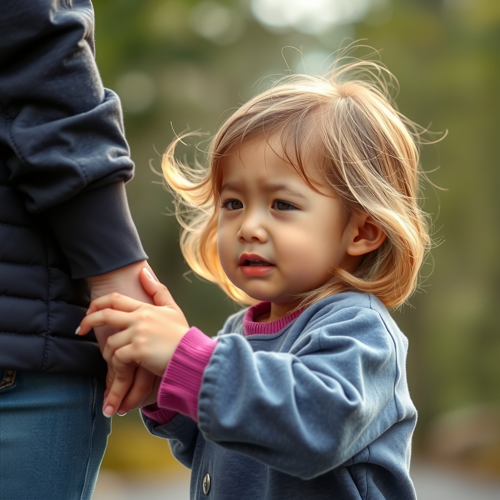 a blonde korean girl holds her mothers hand crying by Générateur d'images par IA gratuit - Aucune connexion nécessaire✨ | AIGAZOU