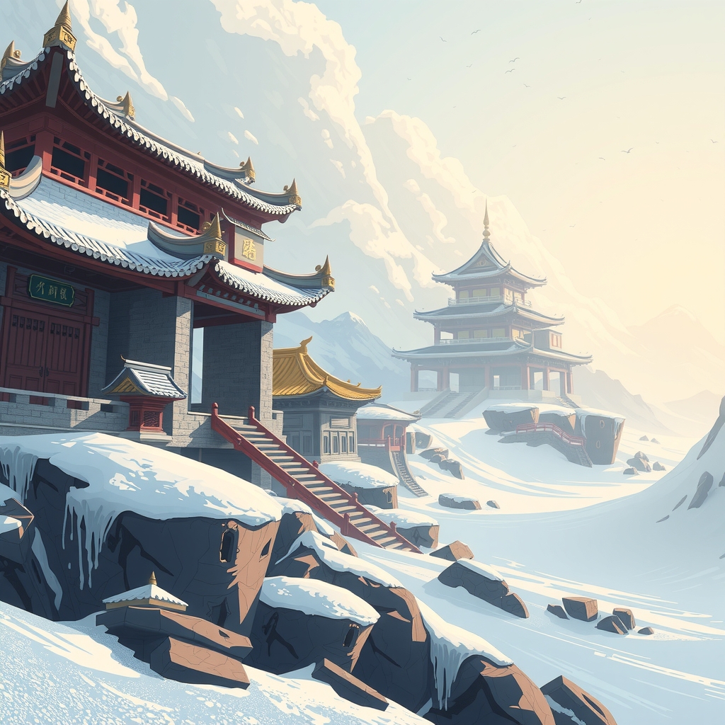 far away frozen palace in martial arts webtoon by मुफ्त एआई छवि जनरेटर - बिना लॉगिन के✨ | AIGAZOU