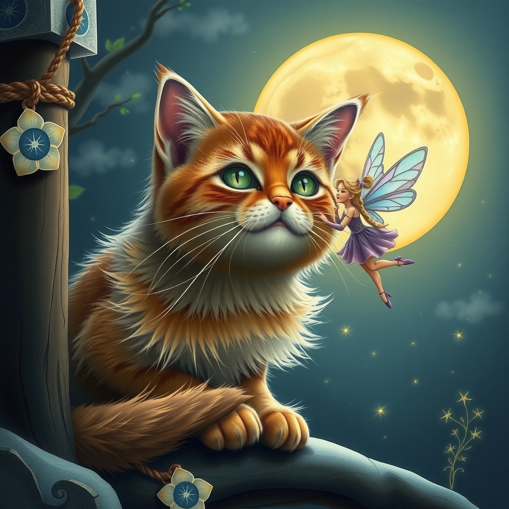 cats moon and fairies by 免费AI图像生成工具 | AIGAZOU