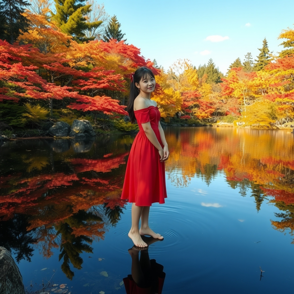 japanese autumn leaves and a beautiful girl by मुफ्त एआई छवि जनरेटर - बिना लॉगिन के✨ | AIGAZOU