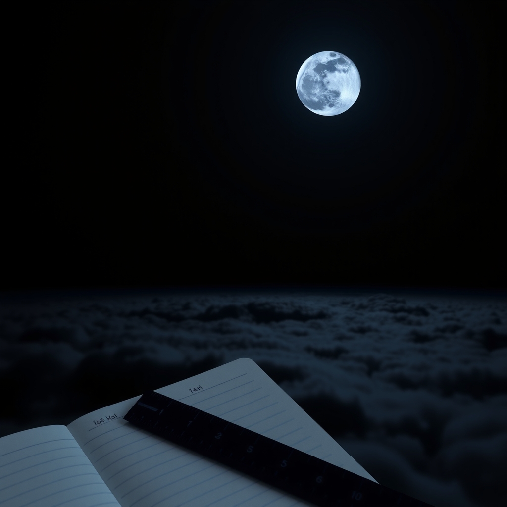 black sky blue full moon note and ruler above clouds by Générateur d'images par IA gratuit - Aucune connexion nécessaire✨ | AIGAZOU