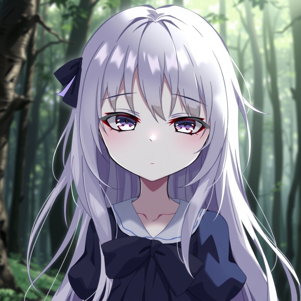 anime mysterious cute girl with long white hair by Générateur d'images par IA gratuit - Aucune connexion nécessaire✨ | AIGAZOU