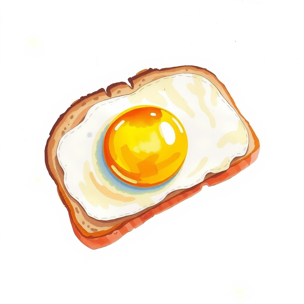 watercolor painting of a fried egg on toast with a white background by Générateur d'images par IA gratuit - Aucune connexion nécessaire✨ | AIGAZOU