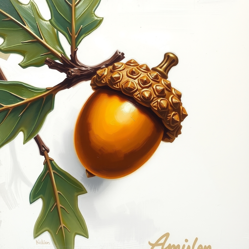 oil painting acorn one beech white background by Générateur d'images par IA gratuit - Aucune connexion nécessaire✨ | AIGAZOU