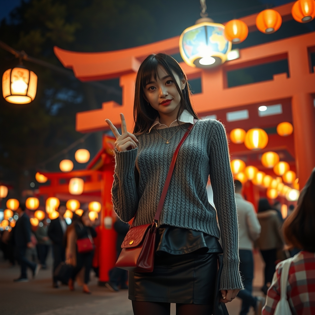 autumn festival lanterns japanese woman slim petite by Générateur d'images par IA gratuit - Aucune connexion nécessaire✨ | AIGAZOU