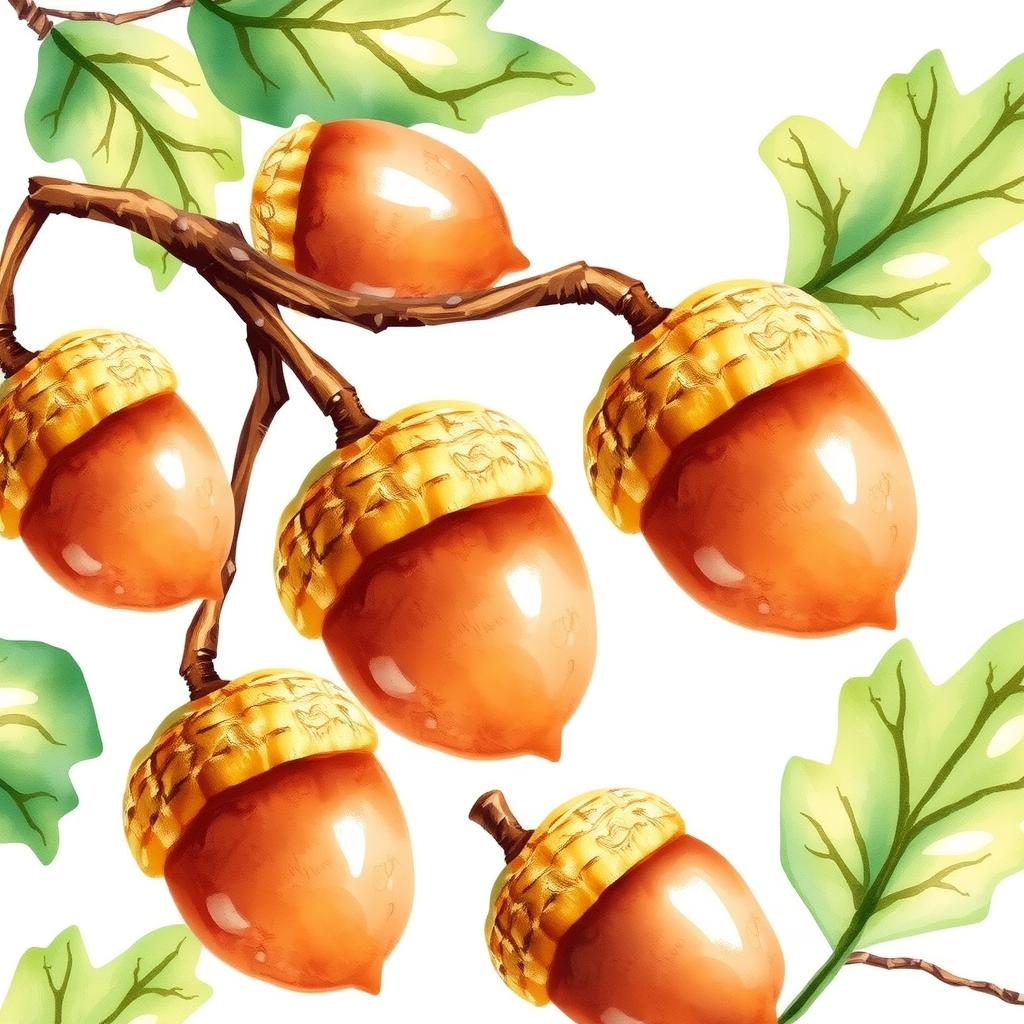 watercolor style acorns white background by Générateur d'images par IA gratuit - Aucune connexion nécessaire✨ | AIGAZOU