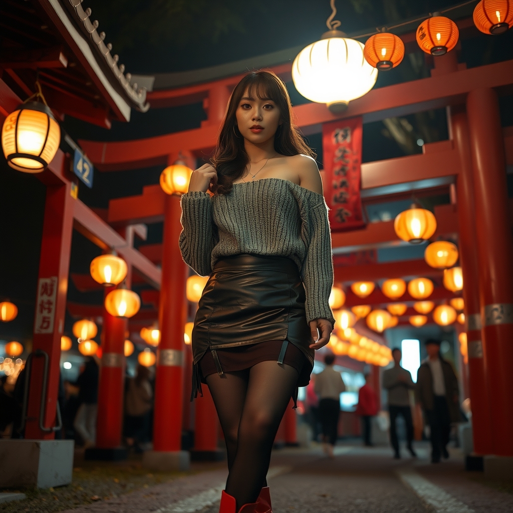 autumn festival lanterns japanese woman sexy pose by मुफ्त एआई छवि जनरेटर - बिना लॉगिन के✨ | AIGAZOU