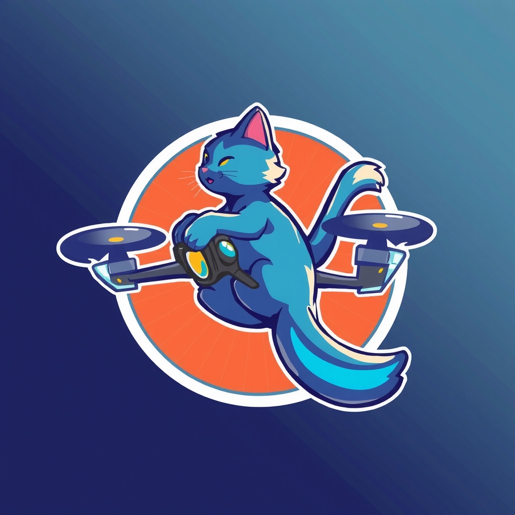 realistic 2d super 3d image blue cat riding drone by मुफ्त एआई छवि जनरेटर - बिना लॉगिन के✨ | AIGAZOU