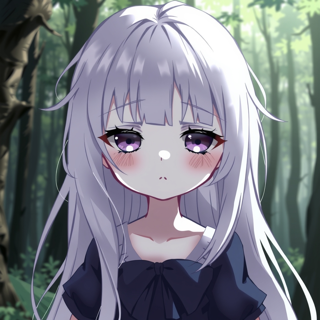 anime mysterious cute girl with long white hair and pale purple eyes by मुफ्त एआई छवि जनरेटर - बिना लॉगिन के✨ | AIGAZOU