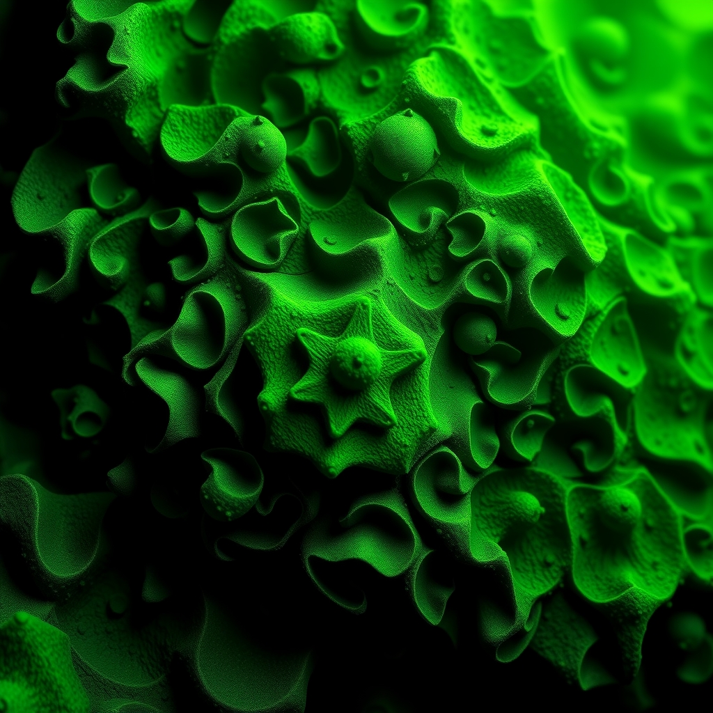 16k ultra realistic 3d cg blacklight effect fractal noise moss green background by Générateur d'images par IA gratuit - Aucune connexion nécessaire✨ | AIGAZOU