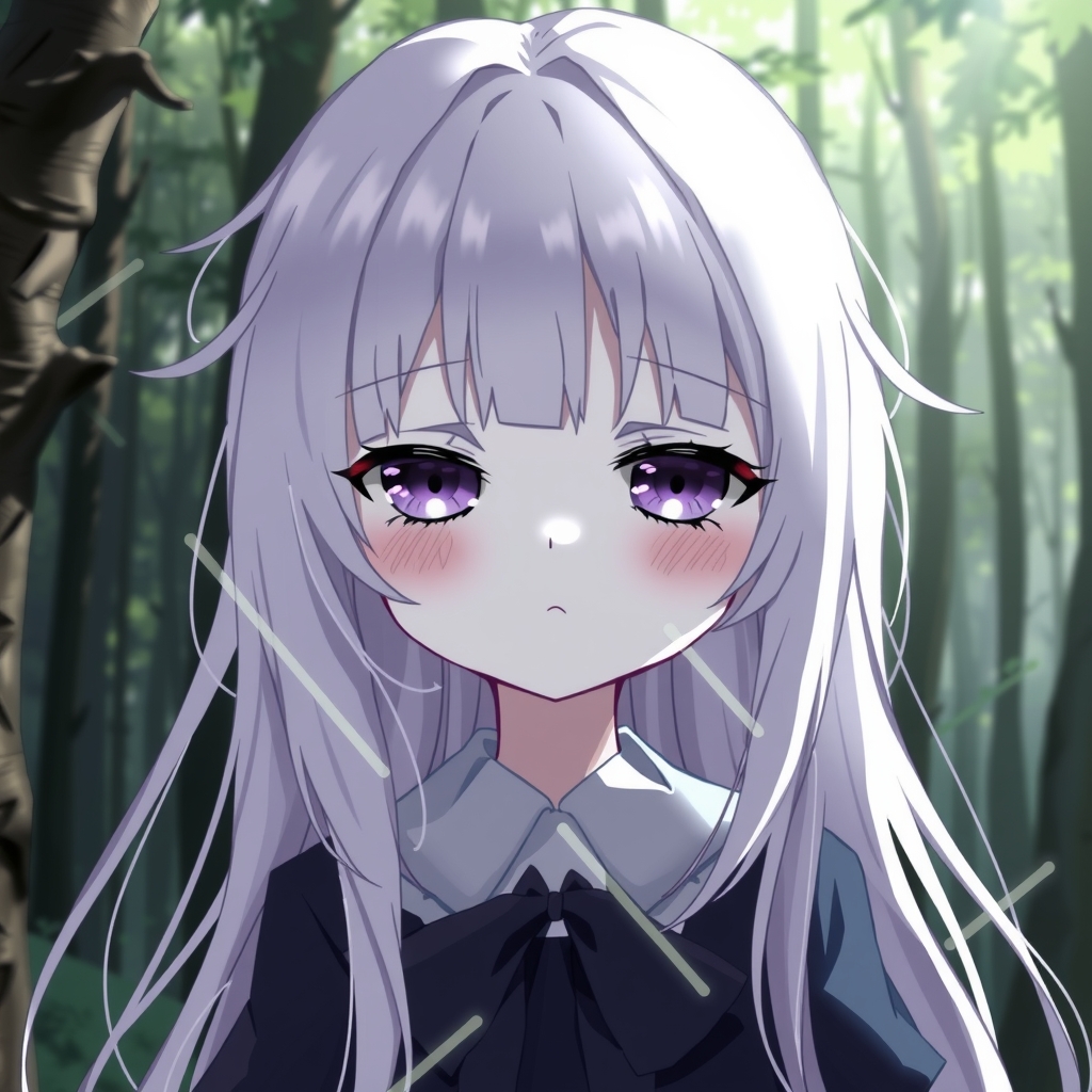 anime mysterious cute girl with long white hair and pale purple eyes by मुफ्त एआई छवि जनरेटर - बिना लॉगिन के✨ | AIGAZOU