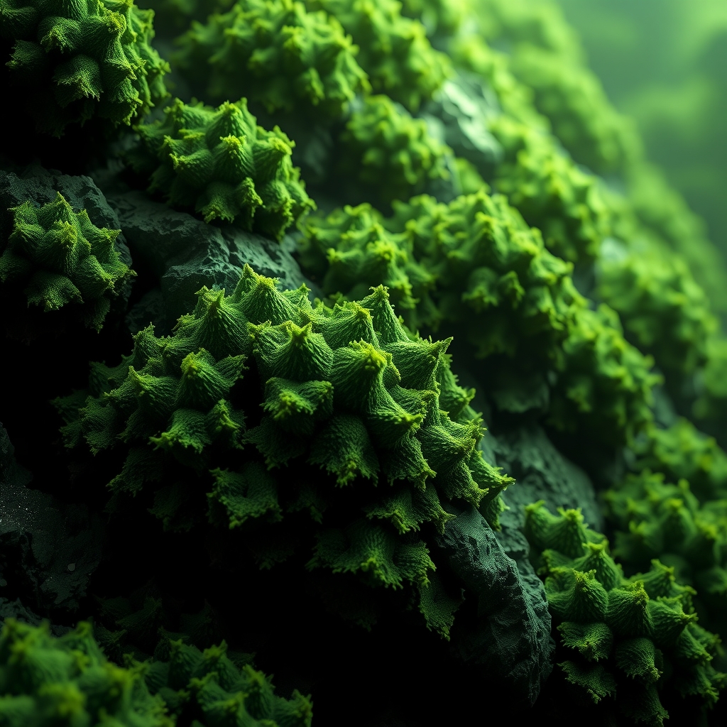 16k ultra realistic 3d cg blacklight effect fractal noise moss green background by Générateur d'images par IA gratuit - Aucune connexion nécessaire✨ | AIGAZOU