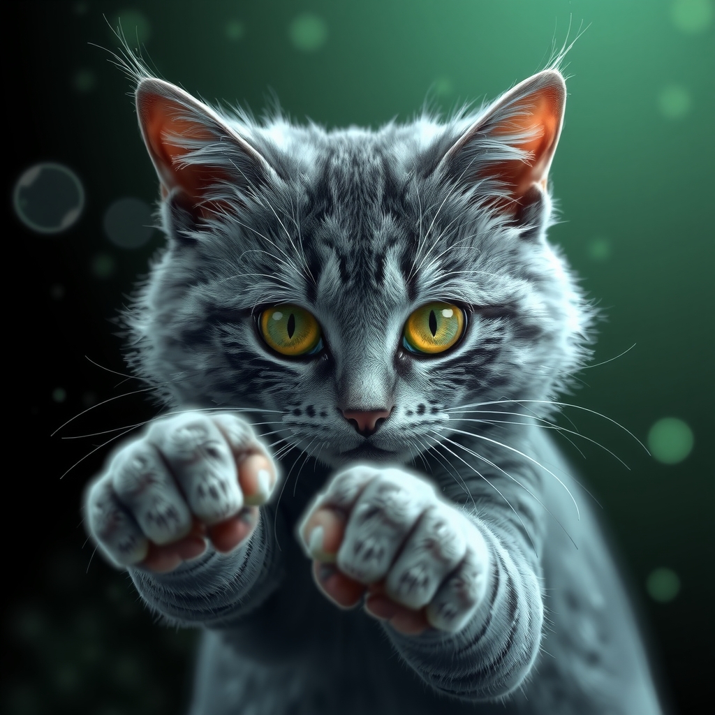 blue cat punch 16k ultra realistic 3d cg blacklight effect background fractal noise moss green by मुफ्त एआई छवि जनरेटर - बिना लॉगिन के✨ | AIGAZOU