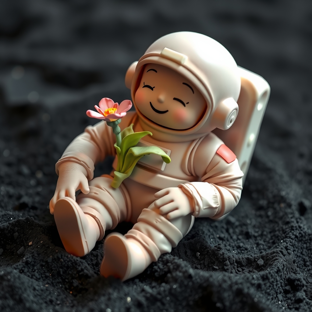 clay figure of astronaut with flower in hand by मुफ्त एआई छवि जनरेटर - बिना लॉगिन के✨ | AIGAZOU