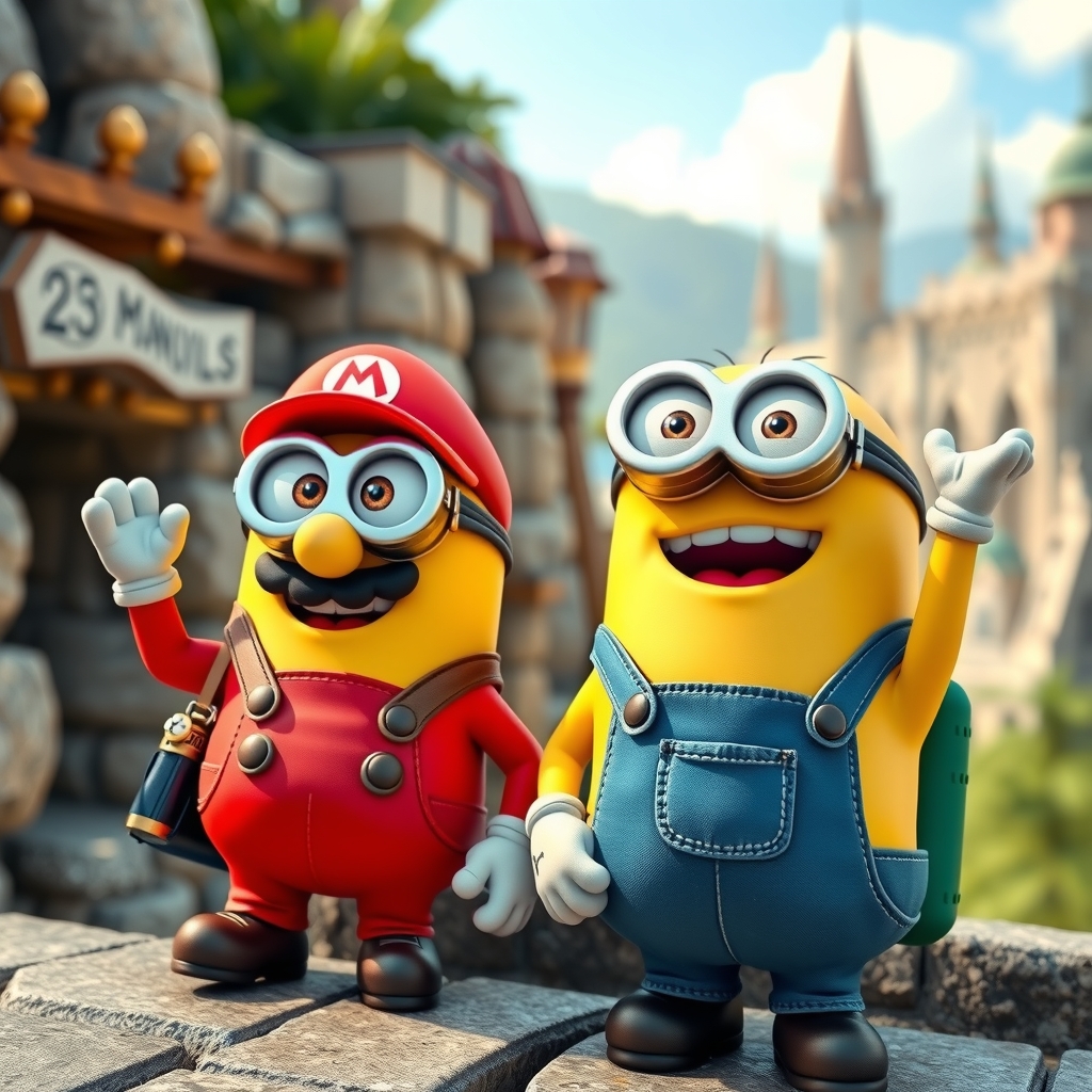 traveling minions and mario around the world by मुफ्त एआई छवि जनरेटर - बिना लॉगिन के✨ | AIGAZOU