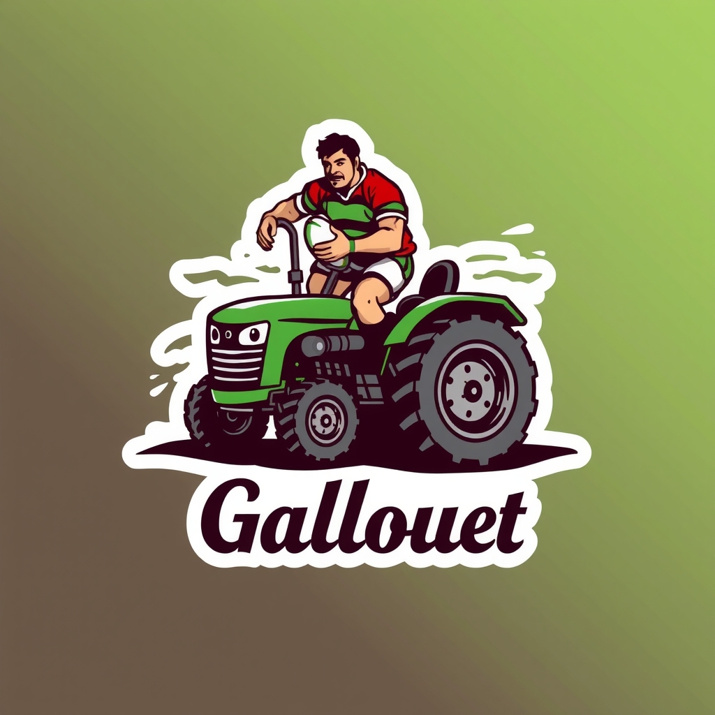 a rugby player logo on a tractor with gallouet by मुफ्त एआई छवि जनरेटर - बिना लॉगिन के✨ | AIGAZOU