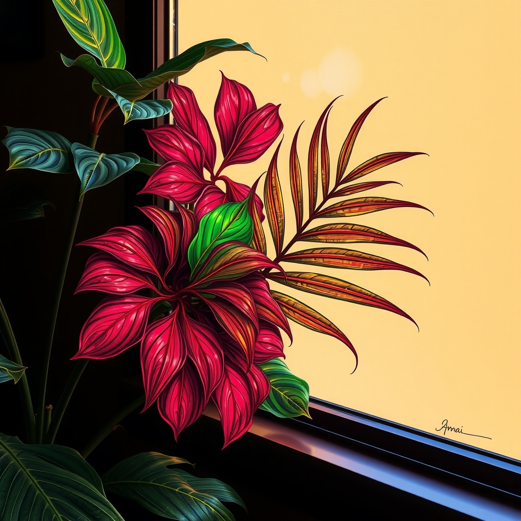 realistic detailed images of tropical plants and leaves by मुफ्त एआई छवि जनरेटर - बिना लॉगिन के✨ | AIGAZOU