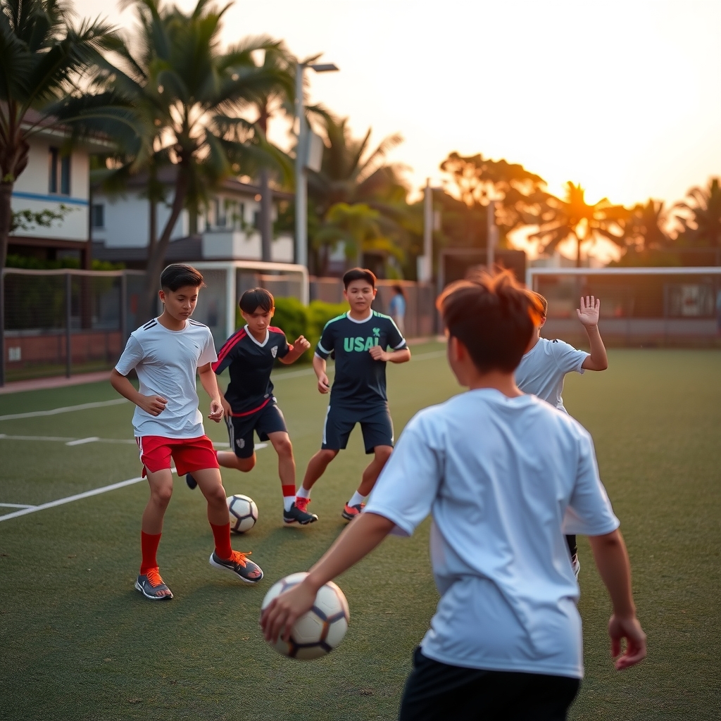 evening asian 11 people playing soccer by मुफ्त एआई छवि जनरेटर - बिना लॉगिन के✨ | AIGAZOU