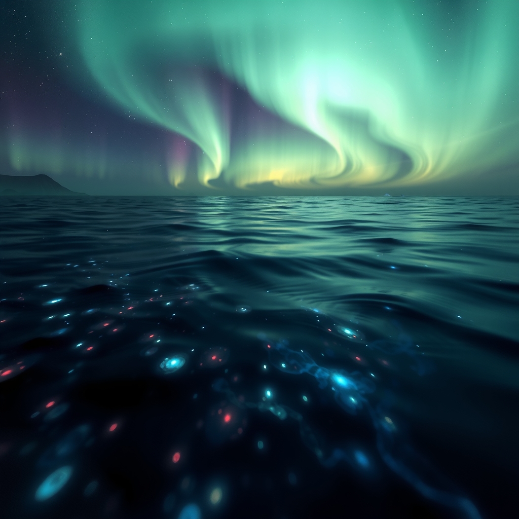 aurora below the sea and shining plankton by मुफ्त एआई छवि जनरेटर - बिना लॉगिन के✨ | AIGAZOU