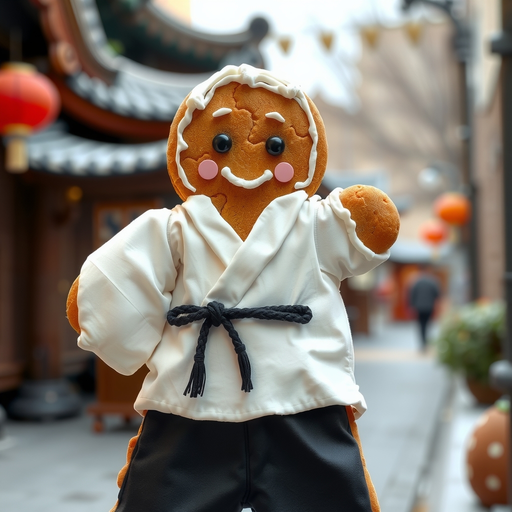 a gingerbread man in white kimono and black hakama by मुफ्त एआई छवि जनरेटर - बिना लॉगिन के✨ | AIGAZOU