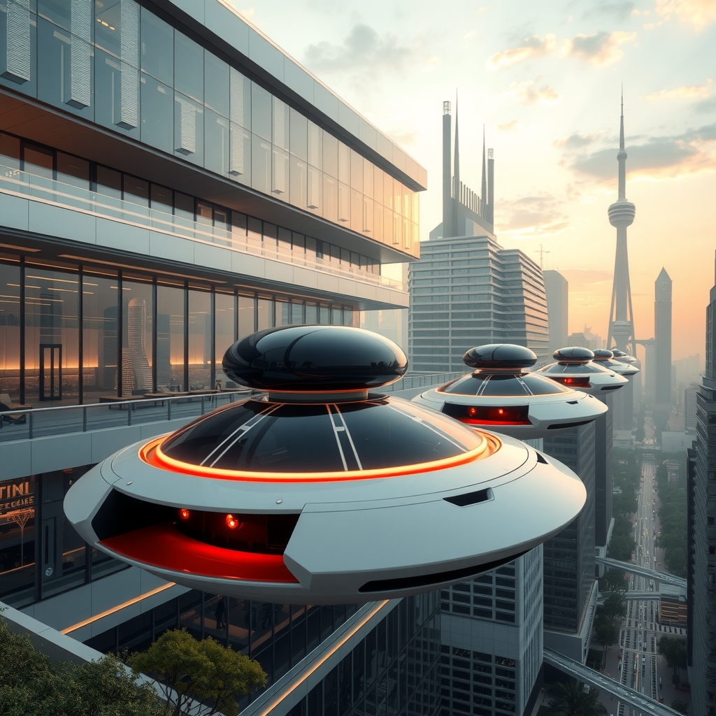 floating cars high tech buildings by मुफ्त एआई छवि जनरेटर - बिना लॉगिन के✨ | AIGAZOU