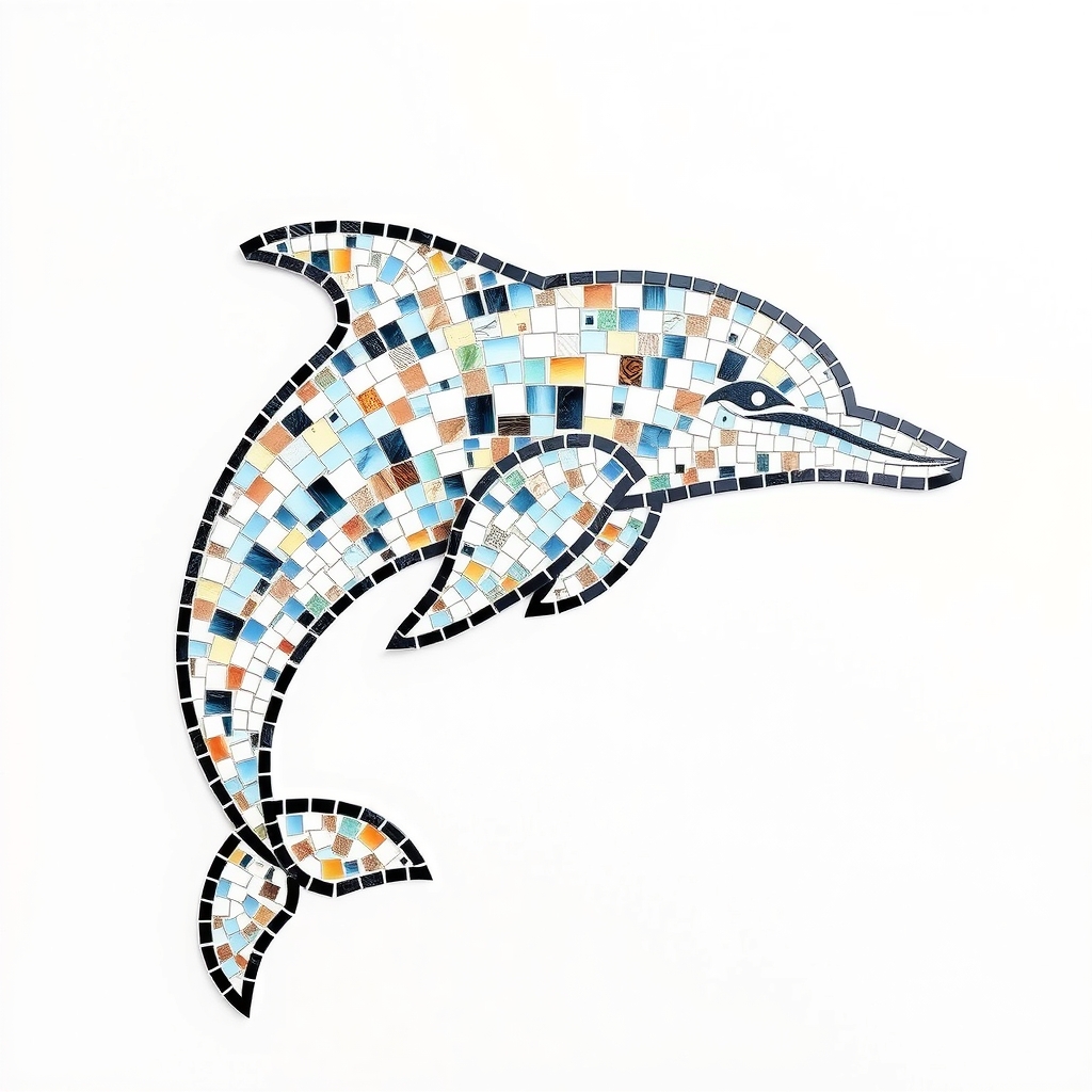 mosaic dolphin white background dolphin head right outline only by मुफ्त एआई छवि जनरेटर - बिना लॉगिन के✨ | AIGAZOU