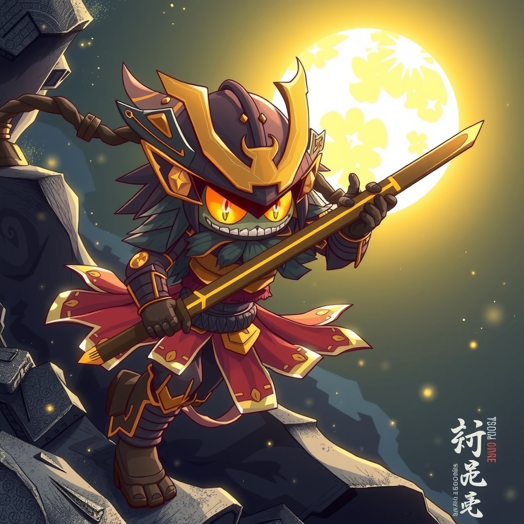 golden monster samurai cute moonlit sparkling by Generator Gambar AI Gratis - Tanpa perlu login✨ | AIGAZOU