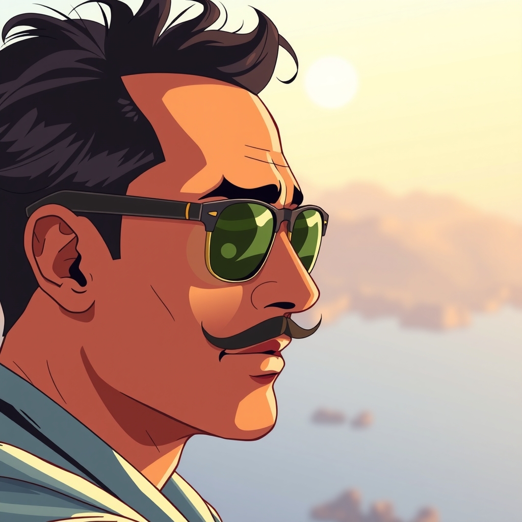 moroccan man avatar male sunglasses anime mustache by मुफ्त एआई छवि जनरेटर - बिना लॉगिन के✨ | AIGAZOU