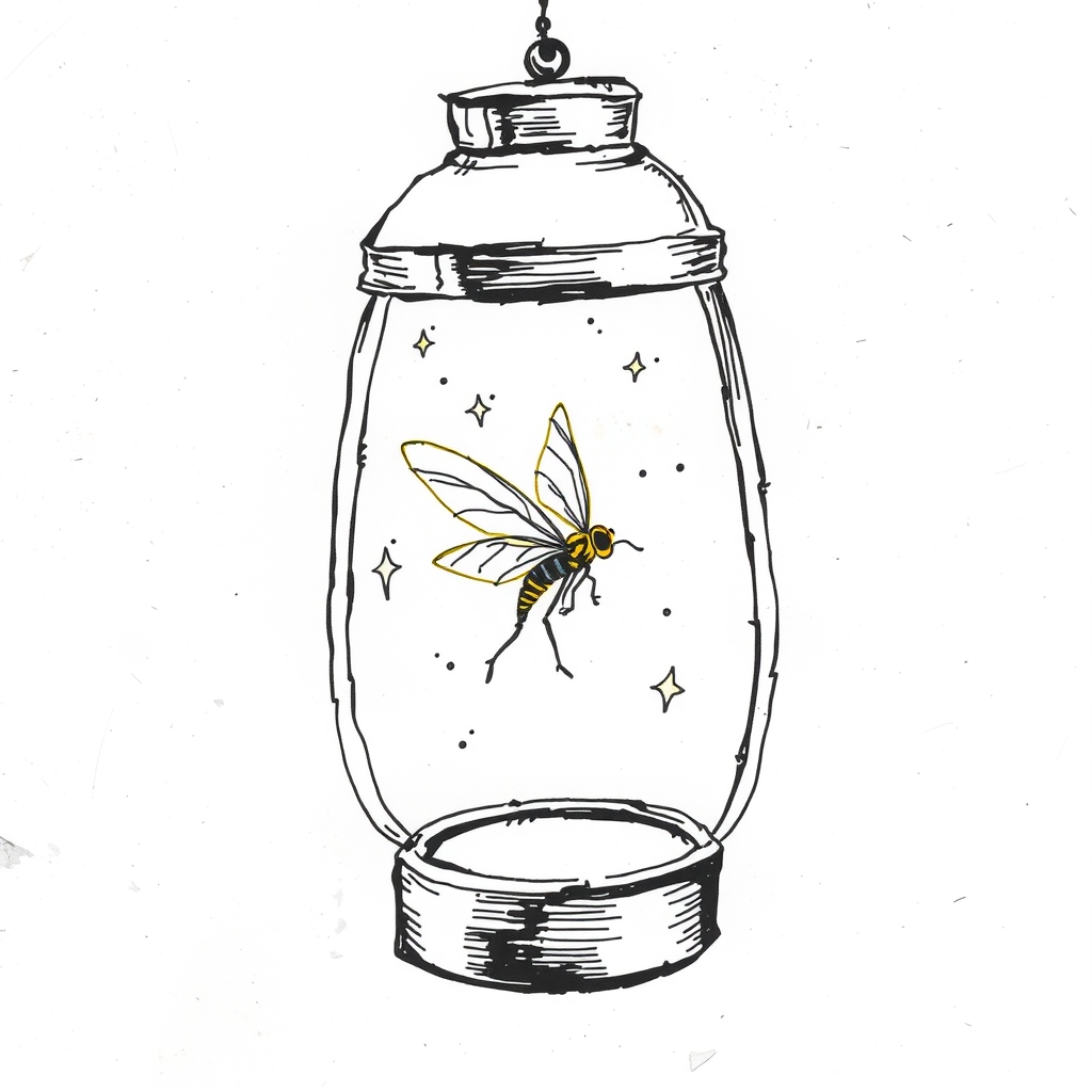 firefly swimming inside lantern in monochrome pen style by मुफ्त एआई छवि जनरेटर - बिना लॉगिन के✨ | AIGAZOU