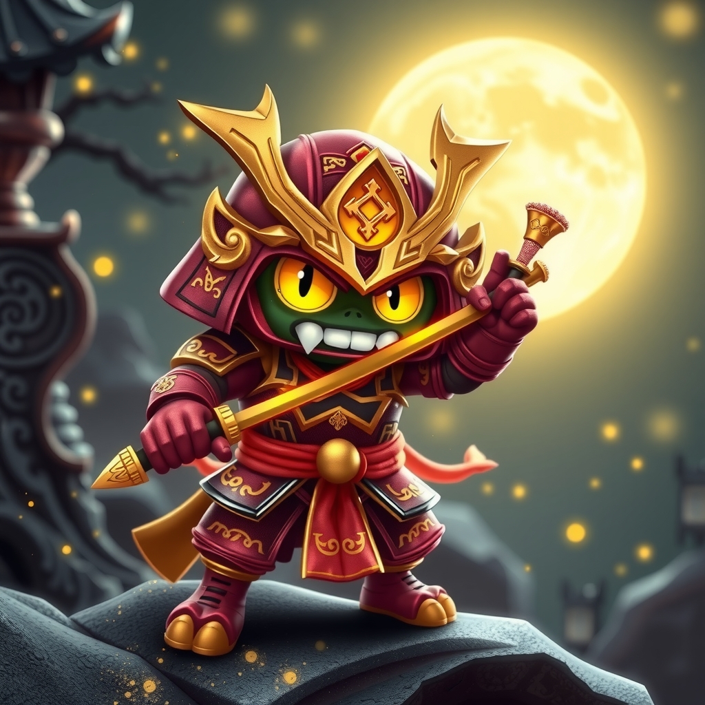 monster samurai candy golden cute moonlit sparkling by मुफ्त एआई छवि जनरेटर - बिना लॉगिन के✨ | AIGAZOU