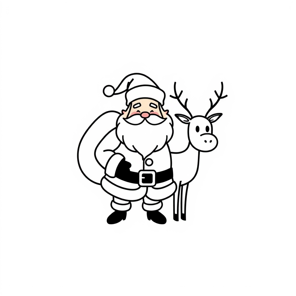 minimalist line art design christmas santa reindeer by मुफ्त एआई छवि जनरेटर - बिना लॉगिन के✨ | AIGAZOU