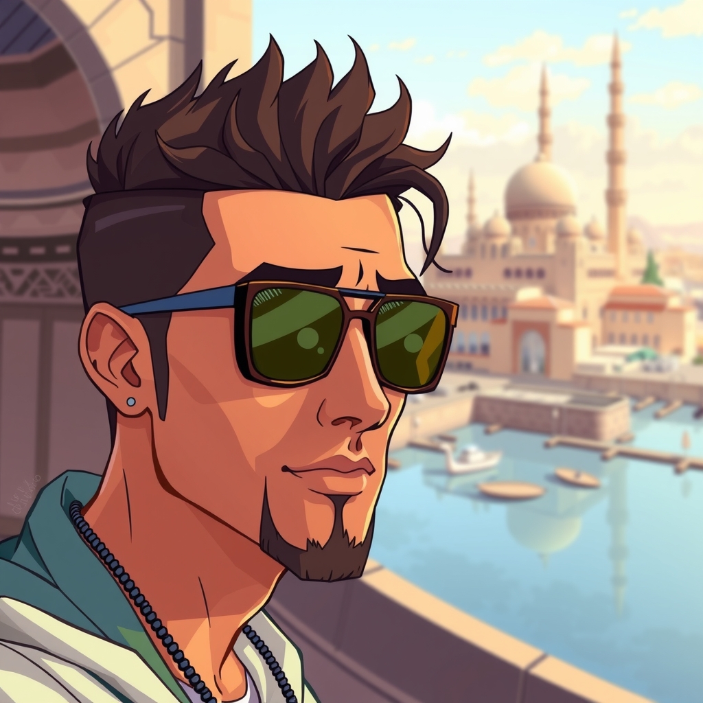 moroccan male avatar with sunglasses anime by मुफ्त एआई छवि जनरेटर - बिना लॉगिन के✨ | AIGAZOU