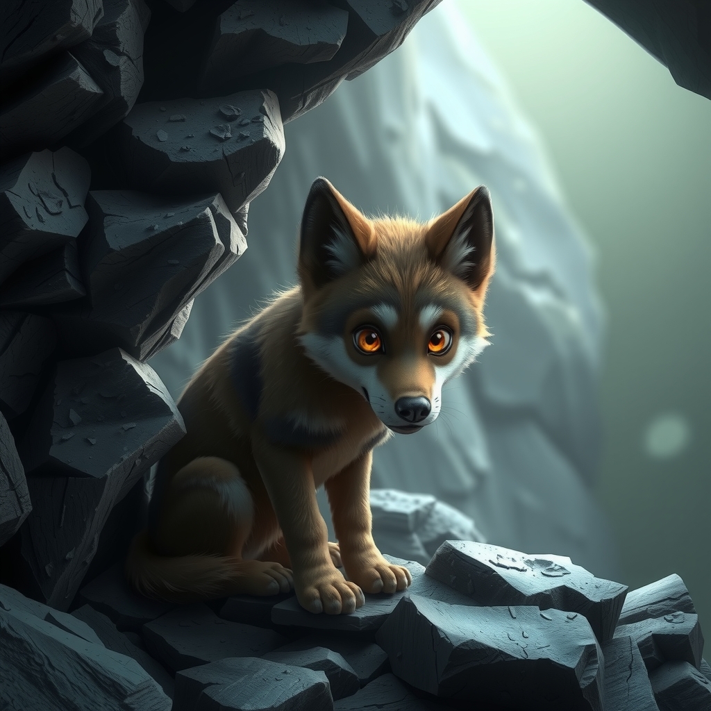 a wolf pup alone in the cave he is afraid 3d by मुफ्त एआई छवि जनरेटर - बिना लॉगिन के✨ | AIGAZOU