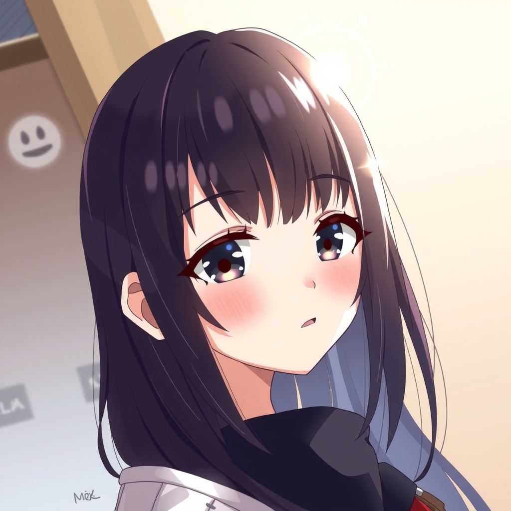 girl black hair straight semi long cute anime style by Générateur d'images par IA gratuit - Aucune connexion nécessaire✨ | AIGAZOU