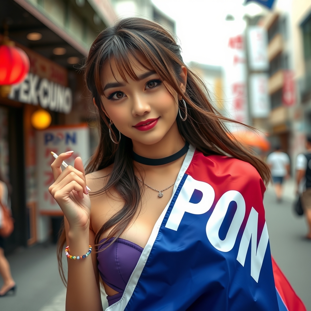 sexy japanese woman with pon flag by मुफ्त एआई छवि जनरेटर - बिना लॉगिन के✨ | AIGAZOU