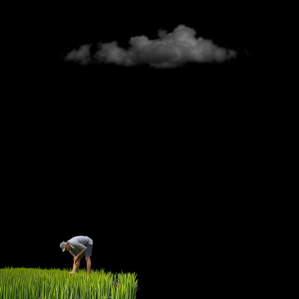 black background with farmer plowing field under clouds by मुफ्त एआई छवि जनरेटर - बिना लॉगिन के✨ | AIGAZOU