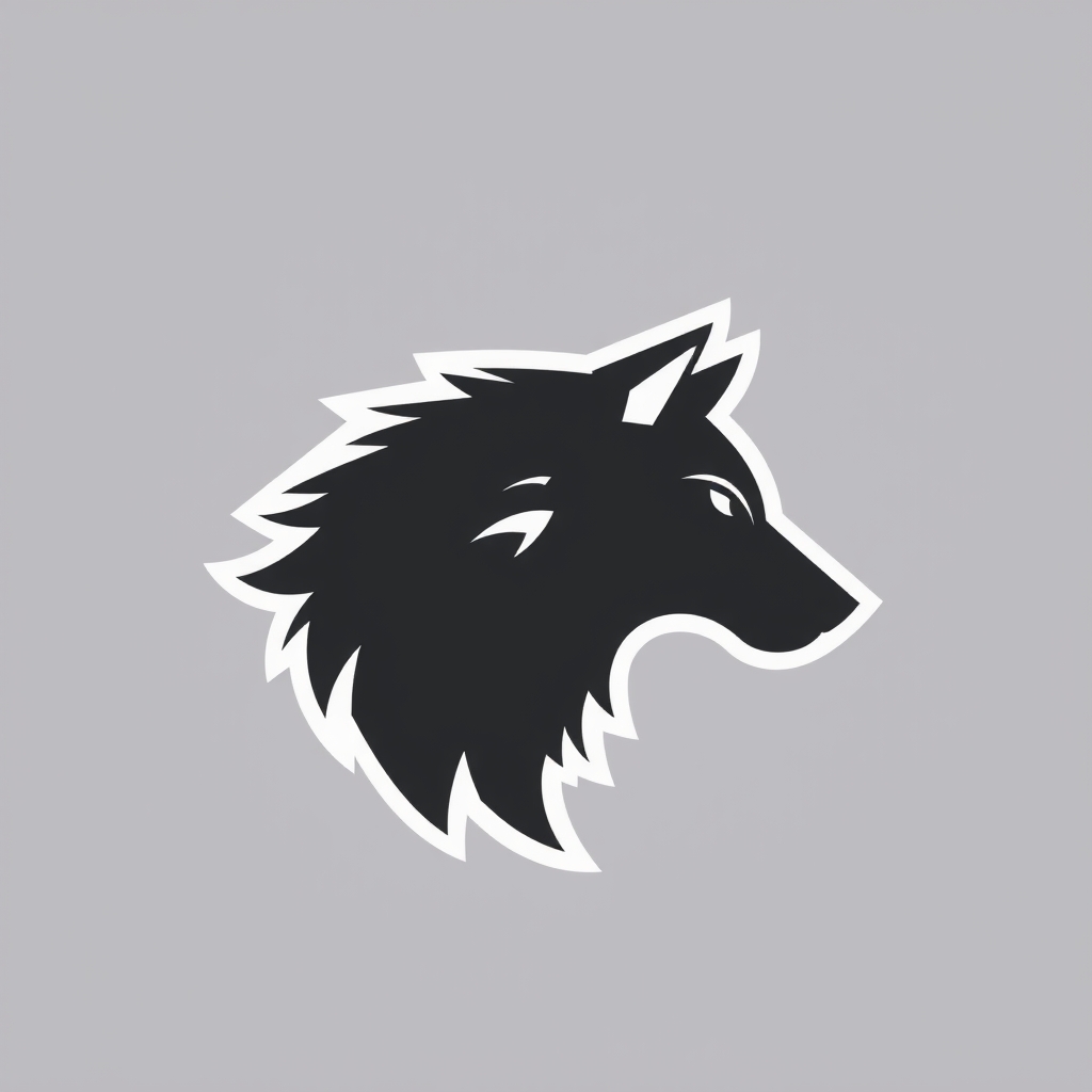 minimal flat icon wolf profile simplified shapes clean lines black white by मुफ्त एआई छवि जनरेटर - बिना लॉगिन के✨ | AIGAZOU