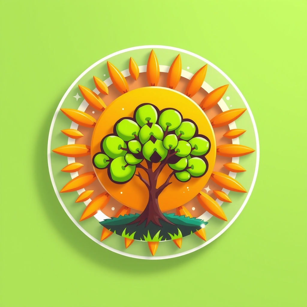 design a cheerful color elementary school class emblem with sun and green ginkgo tree elements by मुफ्त एआई छवि जनरेटर - बिना लॉगिन के✨ | AIGAZOU