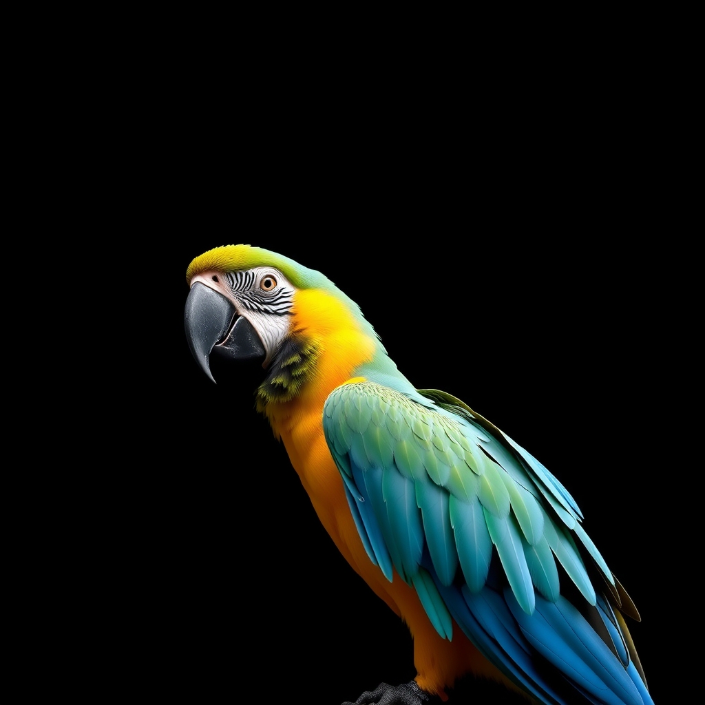 black background with a parrot in the bottom left corner by Générateur d'images par IA gratuit - Aucune connexion nécessaire✨ | AIGAZOU