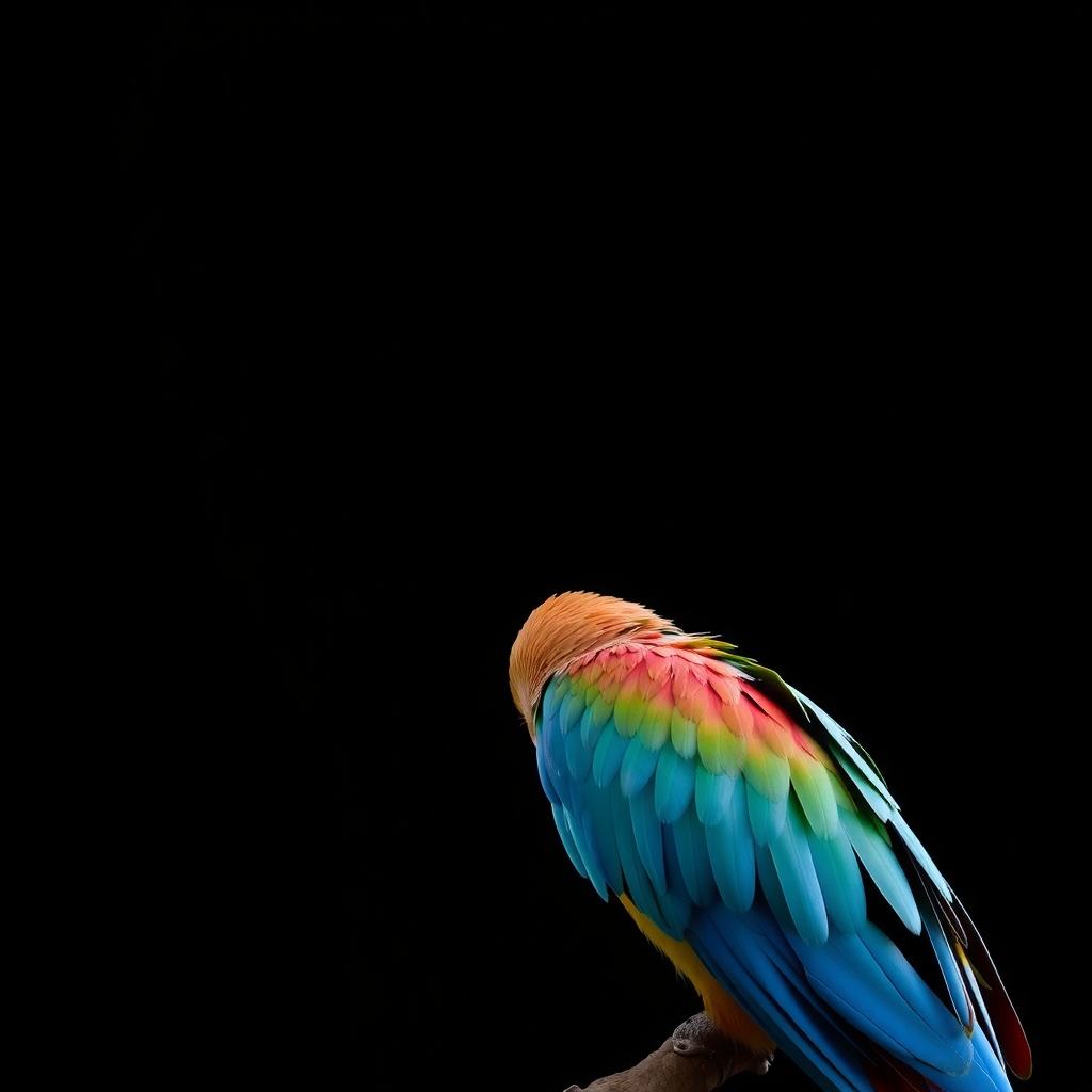 black background with a parrot in the bottom left corner by Générateur d'images par IA gratuit - Aucune connexion nécessaire✨ | AIGAZOU