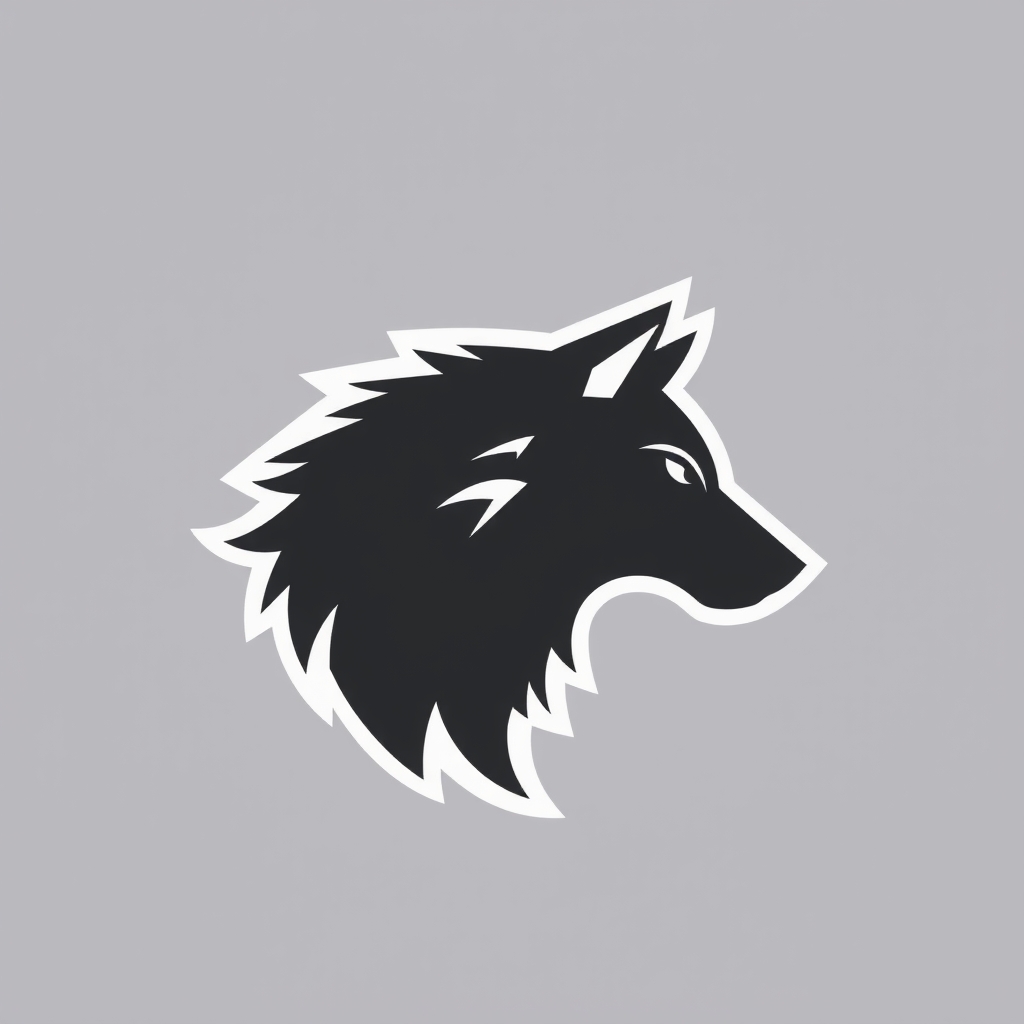 minimal flat icon wolf profile simplified shapes clean lines black white abstract style by मुफ्त एआई छवि जनरेटर - बिना लॉगिन के✨ | AIGAZOU