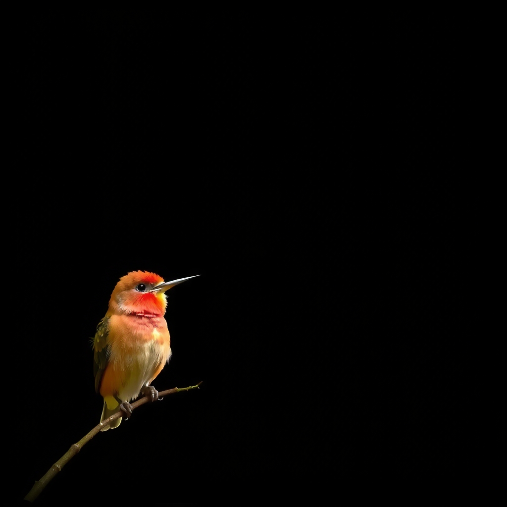 black background with lovebird in bottom left corner by मुफ्त एआई छवि जनरेटर - बिना लॉगिन के✨ | AIGAZOU