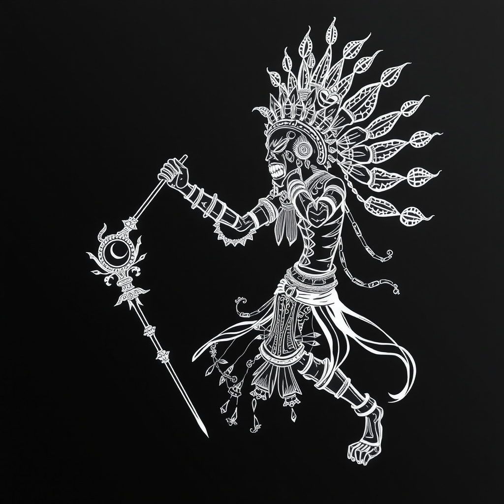 black background and create sketch of wayang characters by मुफ्त एआई छवि जनरेटर - बिना लॉगिन के✨ | AIGAZOU