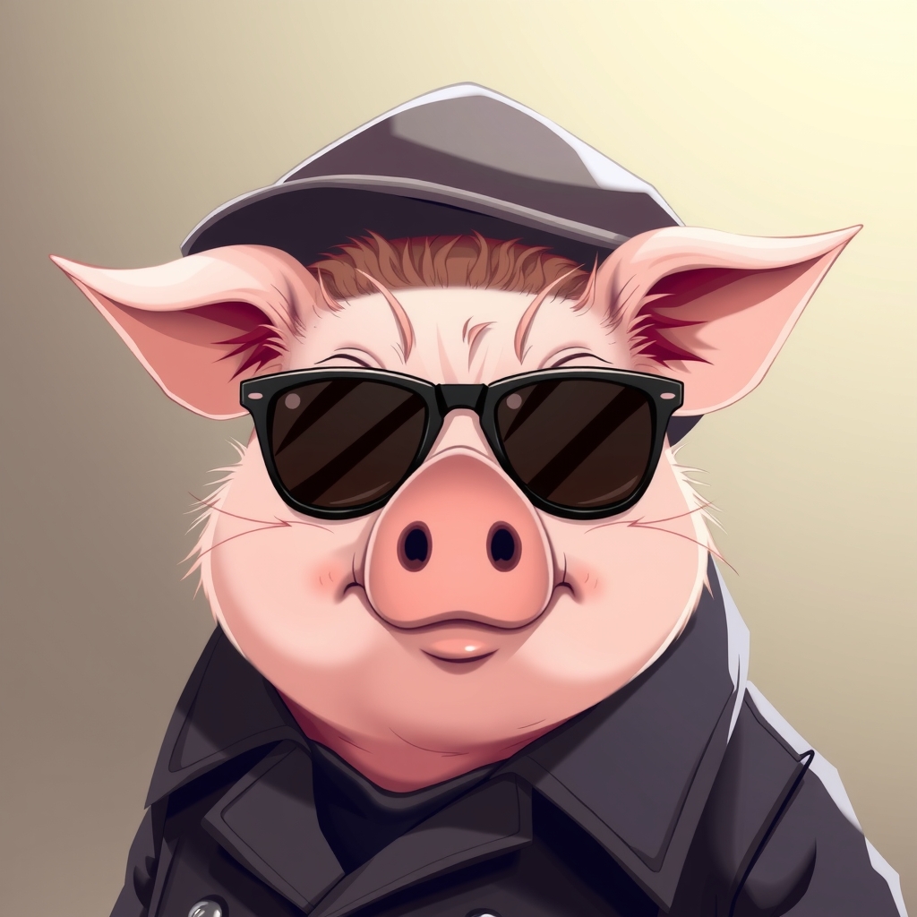 a pig in a coat with sunglasses and a hat in anime by Générateur d'images par IA gratuit - Aucune connexion nécessaire✨ | AIGAZOU